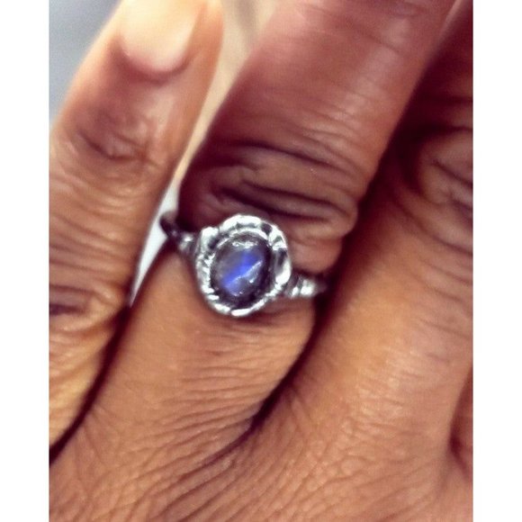 Blue faceted labradorite crystal Ring size 7 - Picture 11 of 12